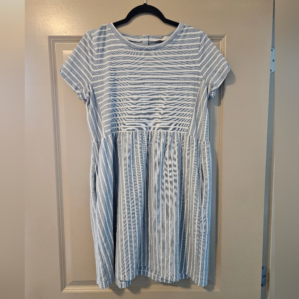 LOFT Womens Dress in Blue and White Stripes Medium